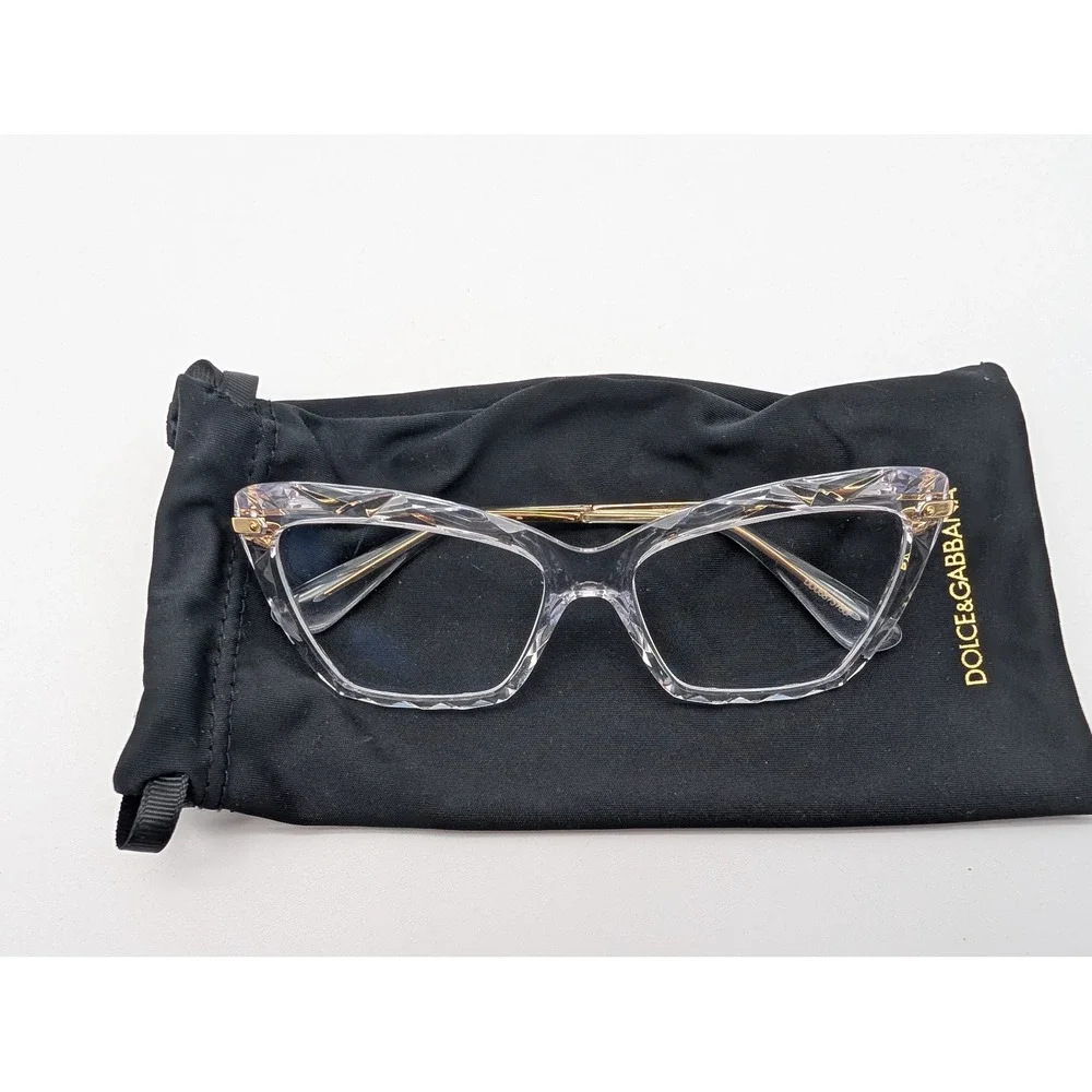 Dolce & Gabbana DG 5025 Clear Crystal Cat Eye Eyeglasses Gold Frame Women 53mm
